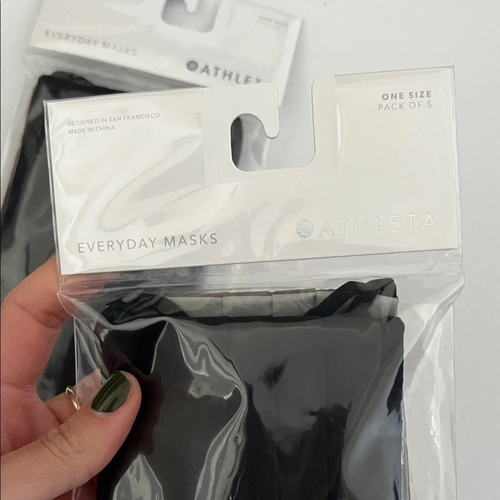 athleta everyday mask, black and assorted colors 5pk, one size